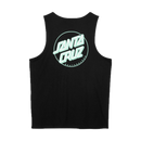 Santa Cruz Partial Dot Vest, 100% organic cotton 180gsm jersey sleeveless tank vest met Partial Dot graphic op chest en back in regular fit verkrijgbaar in Black Mint en Teal, verkrijgbaar bij Revert 95 Haarlem
