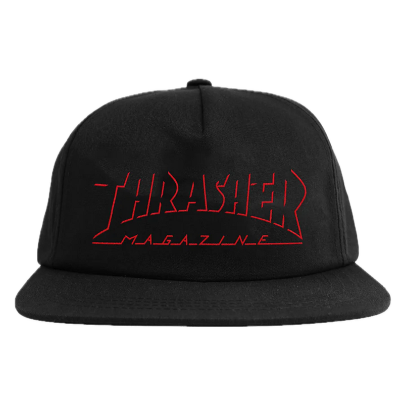 Thrasher Shadow Mag Logo Snapback – zwarte snapback cap met geborduurd Shadow Mag-logo en vlakke klep