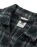 Element Fuzzy Check Zip Overshirt Brushed Plaid Dark Slate, wolmix overshirt van 80% gerecycled polyester en 20% wol met dubbele rits, twee voorzakken en zijnaadzakken, verkrijgbaar bij Revert 95 Haarlem