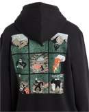 Element Picnic Hoodie in Off Black, regular fit fleece hoodie met comic-stijl negenluik graphic op de rug en geborduurd detail op de borst, verkrijgbaar bij Revert 95 Haarlem