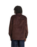 Element Relax Bi Color Cord LS Shirt Brown, langemouwen corduroy overhemd van organic cotton met tweekleurig detail, relax fit, verkrijgbaar bij Revert 95 Haarlem
