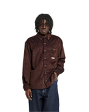 Element Relax Bi Color Cord LS Shirt Brown, langemouwen corduroy overhemd van organic cotton met tweekleurig detail, relax fit, verkrijgbaar bij Revert 95 Haarlem