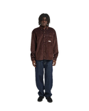 Element Relax Bi Color Cord LS Shirt Brown, langemouwen corduroy overhemd van organic cotton met tweekleurig detail, relax fit, verkrijgbaar bij Revert 95 Haarlem