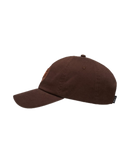 RVCA Sanctum Dad Cap Chocolate Brown, 5-panel cotton twill cap met gebogen klep en centrale embroidery, one size, verkrijgbaar bij Revert 95 Haarlem