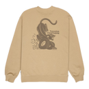 RVCA Burner Crew crewneck sweater in Khaki met Tijuana Panthers graphic voor en achter, verkrijgbaar bij Revert 95 Haarlem