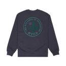 RVCA Sanctum Crew Sweater Blue, crewneck sweatshirt met Sanctum graphic, regular fit, verkrijgbaar bij Revert 95 Haarlem
