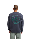 RVCA Sanctum Crew Sweater Blue, crewneck sweatshirt met Sanctum graphic, regular fit, verkrijgbaar bij Revert 95 Haarlem
