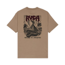 RVCA Cobra Empire SS Tee Khaki, t-shirt van 100% organic cotton met screen printed graphic, regular fit, verkrijgbaar bij Revert 95 Haarlem
