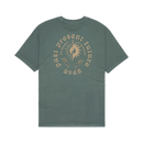 RVCA Stable SS Tee Balsam Green, t-shirt van 100% biologisch katoen met artwork van Pablo Dalas op voor- en achterkant, relaxed model, maten XS-XXL, verkrijgbaar bij Revert 95 Haarlem