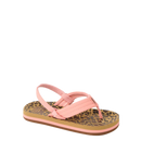 Reef Little Ahi kinderslipper in Leopard Canyon Sunset met watervriendelijke bandjes, gecontoureerd EVA voetbed met luipaardprint en rugband, verkrijgbaar bij Revert 95 Haarlem
