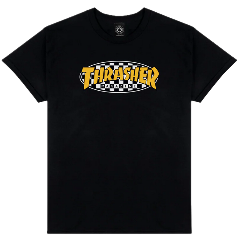 Thrasher Checkered Oval T-shirt – katoenen T-shirt met geborduurd Thrasher Checkered Oval-logo