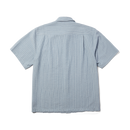 HUF Big Block Striped SS Shirt in Light Blue met yarn dyed block stripes en HUF-gegraveerde knoppen, verkrijgbaar bij Revert 95 Haarlem