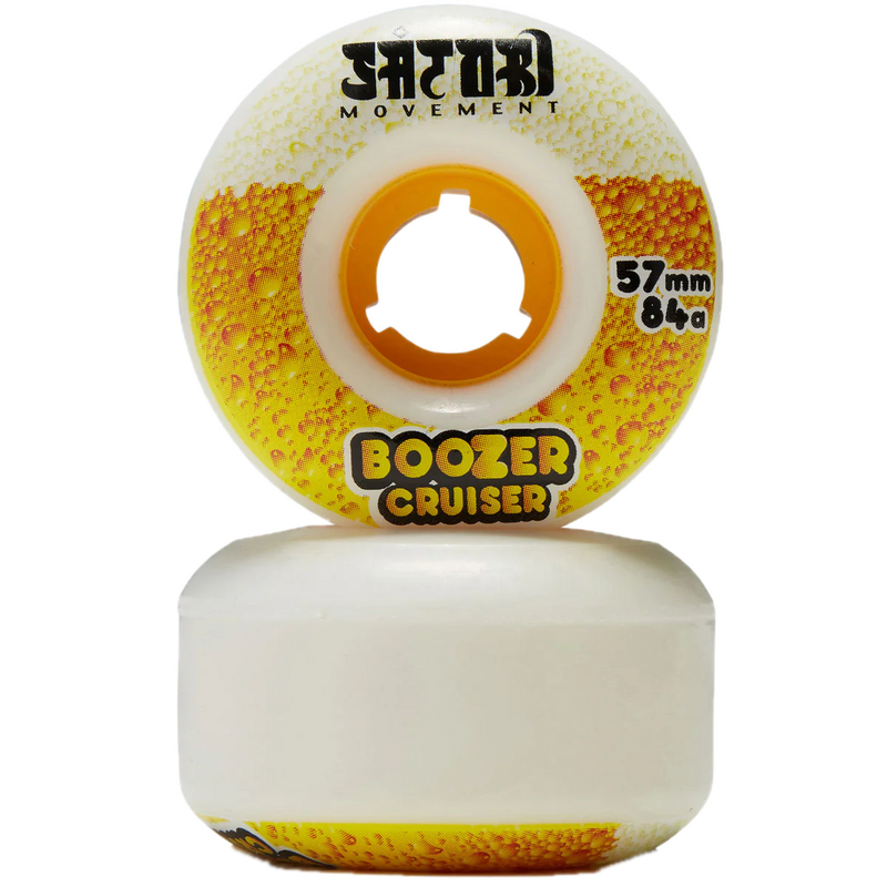 Satori Wheels Boozer Cruiser Wheels 84A – 57 mm zachte cruiserwielen van urethaan met Satori Boozer-design voor soepele ritten