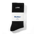 Butter Goods 3-Pack Basic Socks in Black, drie paar acryl ankle socks met geborduurd Butter Goods logo op de zijkant in zwart, verkrijgbaar bij Revert 95 Haarlem