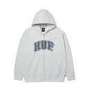 HUF Classic Arch Full-Zip Hoodie in de kleur Heather Grey/Navy, verkrijgbaar bij Revert 95 Haarlem