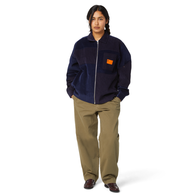 HUF Union Corduroy Shacket zwart corduroy overshirt met button-up en borstzakken