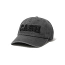 Cash Only Campus 6 Panel Cap in Washed Black met cotton twill, distress wash behandeling, direct geborduurde logos op voor- en achterkant en self fabric strap sluiting, verkrijgbaar bij Revert 95 Haarlem