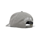 Cash Only Campus 6 Panel Cap Washed Grey, cotton twill pet met custom dye distress wash en direct embroidery op voor- en achterkant, one size, verkrijgbaar bij Revert 95 Haarlem