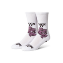 HUF Divine Crew Sock in White met jacquard-knit Divine artwork, verkrijgbaar bij Revert 95 Haarlem