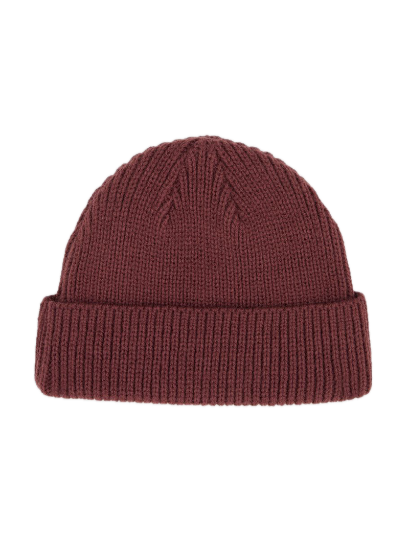 Dickies Woodworth Beanie Andorra – bordeauxrode acryl beanie met omgeslagen rand en Dickies-logo patch