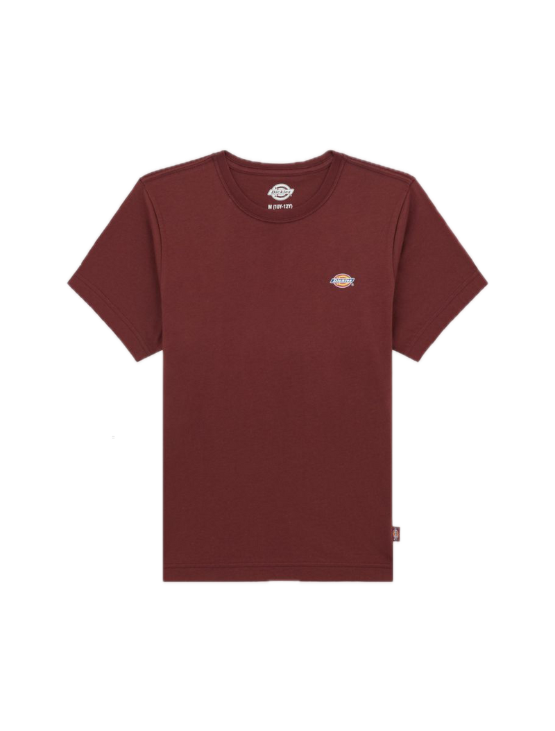 Dickies Youth Mapleton Tee Andorra – bordeauxrood kinder-T-shirt van katoen met regular fit en subtiel Dickies-logo op de borst