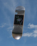 Quasi Skateboards Justin Henry I.D. Skateboard Deck 8.375" met Q53 shape, chrome foil bottom en I.D. artwork, geperst bij BBS, verkrijgbaar bij Revert 95 Haarlem
