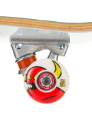 Toy Machine Devil Cat White Complete skateboard 8.0 inch, traditional maple popsicle complete met silver Ruckus trucks witte Toy Machine 52mm wielen Pig lagers Devil Cat Daniel Johnston graphic in white colorway volledig gemonteerd, verkrijgbaar bij Revert 95 Haarlem