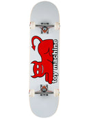 Toy Machine Devil Cat White Complete skateboard 8.0 inch, traditional maple popsicle complete met silver Ruckus trucks witte Toy Machine 52mm wielen Pig lagers Devil Cat Daniel Johnston graphic in white colorway volledig gemonteerd, verkrijgbaar bij Revert 95 Haarlem