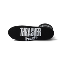 HUF x Thrasher Logo Sock – crew sokken met jacquard HUF x Thrasher-logo, verkrijgbaar in zwart en wit, gemaakt van zachte katoenblend