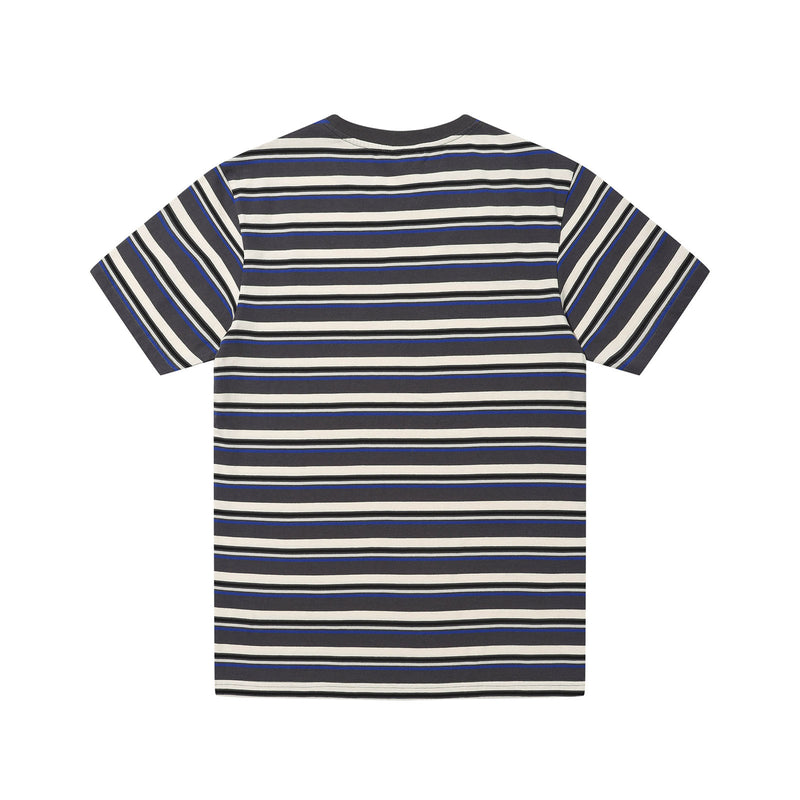 Hélas Rayo Tee Grey Stripe – katoenen T-shirt met grijs gestreept design en subtiel Hélas-logo