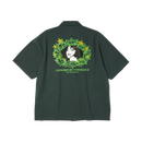 HUF Fantasies SS Work Shirt in Marine met "I Dream of Fantasies" backprint, vrouwenportret in doornenkrans en goudkleurige sterren, verkrijgbaar bij Revert 95 Haarlem