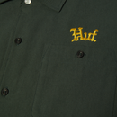 HUF Fantasies SS Work Shirt in Marine met "I Dream of Fantasies" backprint, vrouwenportret in doornenkrans en goudkleurige sterren, verkrijgbaar bij Revert 95 Haarlem