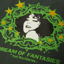 HUF Fantasies SS Work Shirt in Marine met "I Dream of Fantasies" backprint, vrouwenportret in doornenkrans en goudkleurige sterren, verkrijgbaar bij Revert 95 Haarlem