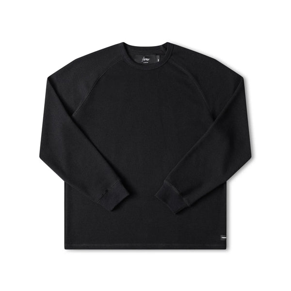 Former Merchandise Anderson LS Waffle Black – zwart longsleeve waffle-knit shirt met subtiele Former-branding