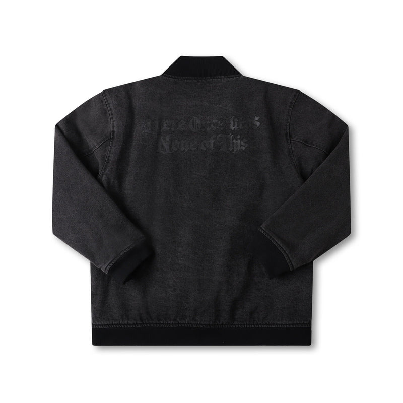 Former AG Denim Varsity Jacket Black – premium denim varsity jacket met subtiele AG-branding