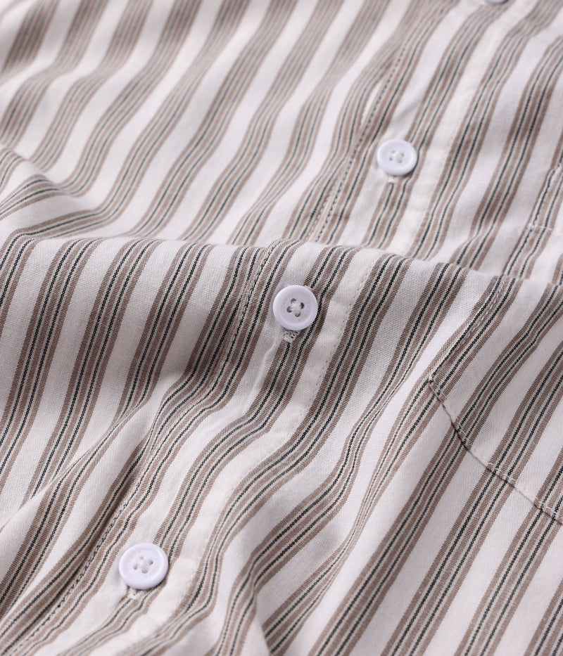 Former Reynolds Stripe SS Shirt Choc – gestreept short-sleeve shirt met Reynolds signature style