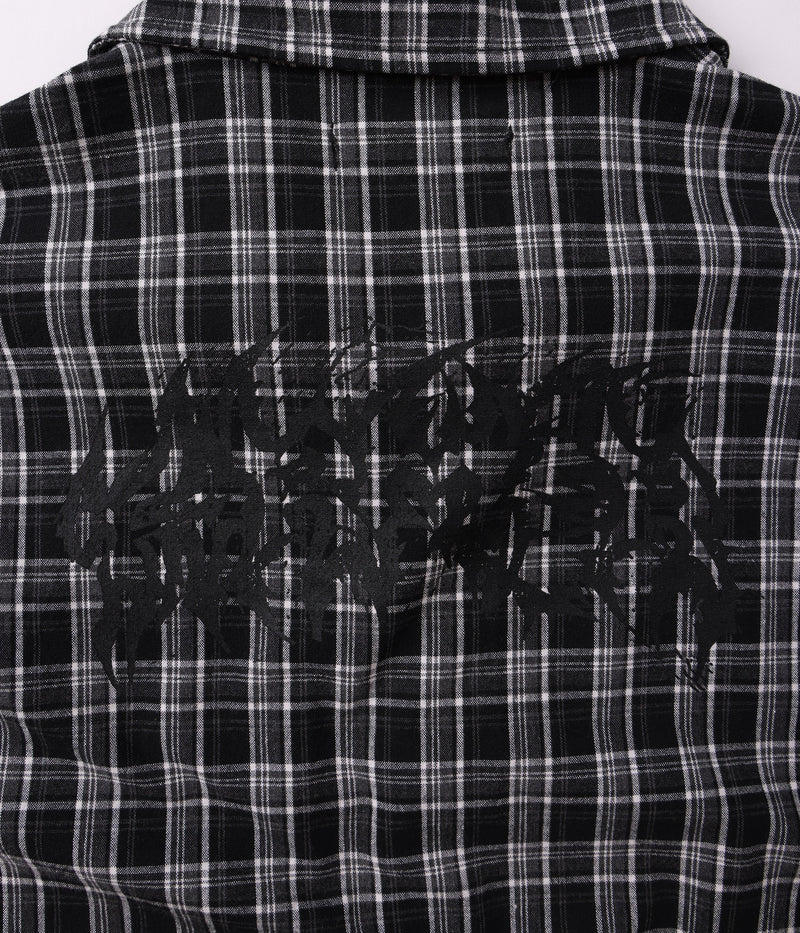 Former Vivian Praise Check SS Shirt Black – short-sleeve check shirt met Former Praise details