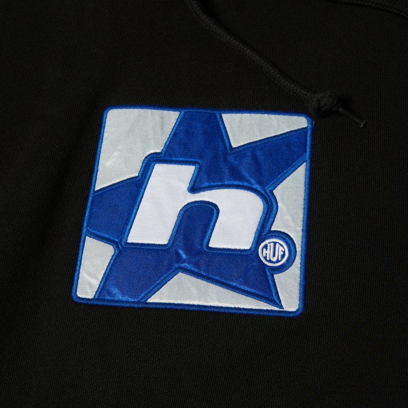 HUF H Star P/O Hoodie zwart fleece hoodie met H-logo en sterprint