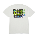 HUF Hand Stacked T-Shirt in White, heavyweight 100% cotton short sleeve regular fit tee met printed Hand Stacked artwork op linker borst en rug en HUF woven label interior neck in witte colorway, verkrijgbaar bij Revert 95 Haarlem