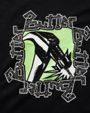 Butter Goods Hammer T-Shirt in Black, 100% katoen regular fit met rib-knit collar en screen printed graphic op de voorkant, verkrijgbaar bij Revert 95 Haarlem
