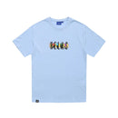 Hélas Caps Jazzy Tee in Pastel Blue met printed Hélas graphic op de voorkant en geribbelde ronde boord, verkrijgbaar bij Revert 95 Haarlem