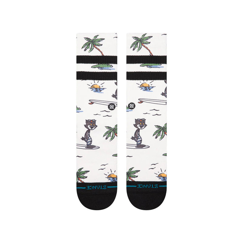 Stance Kool Katz Surf Crew Canvas – sokken met kleurrijke surf-graphic, medium cushioning en zachte katoenblend