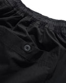 Butter Goods Loose Shorts in Black, 100% katoen ripstop roomy cut short met elasticated waistband drawstring en patch pockets achterkant met button closure 64cm outseam op Medium, verkrijgbaar bij Revert 95 Haarlem