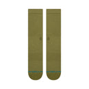 Stance Icon Crew Sock in Olive met combed cotton blend constructie en crew hoogte, verkrijgbaar bij Revert 95 Haarlem