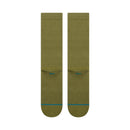 Stance Icon Crew Sock in Olive met combed cotton blend constructie en crew hoogte, verkrijgbaar bij Revert 95 Haarlem