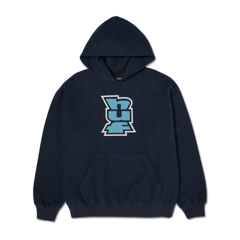 HUF Megablast Reverse Hoodie zwart fleece hoodie met Megablast-graphic op borst en rug