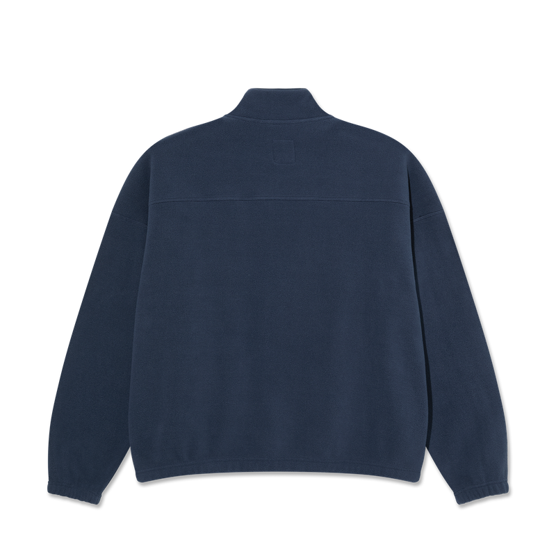 Polar Skate Co Fleece Pullover Navy – half-zip fleece met hoge kraag, twee zakken en geborduurd Polar-logo in navy kleur.