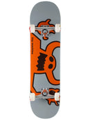 Toy Machine OG Monster Grey Complete skateboard 8.0 inch, 7-ply maple popsicle complete met silver Ruckus trucks witte Toy Machine 52mm wielen Pig lagers en OG Monster graphic in grey colorway volledig gemonteerd, verkrijgbaar bij Revert 95 Haarlem