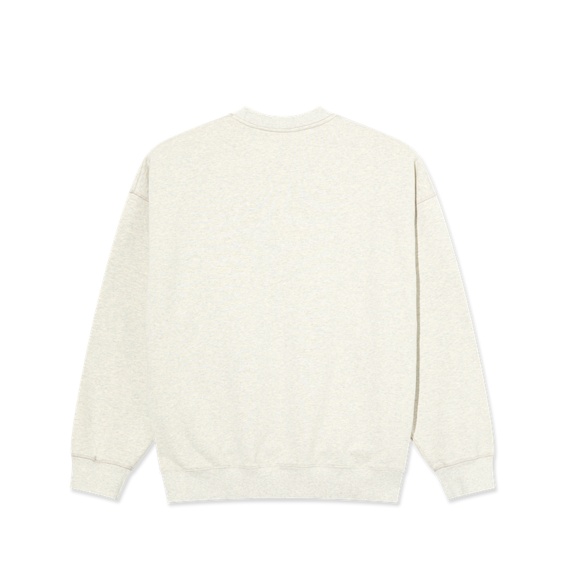 Polar Skate Co Frankie Crewneck Ivory Grey Melange – sweatshirt van zware katoenmix met geborduurd Polar-logo en tweekleurig design in ivory en grijs melange.
