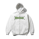 Butter Goods Nail Logo Zip-Thru Hoodie in Ash, heavyweight cotton fleece full zip-through hoodie met large embroidered Nail Logo op de voorkant relaxed fit front pockets en ribbed trims, verkrijgbaar bij Revert 95 Haarlem